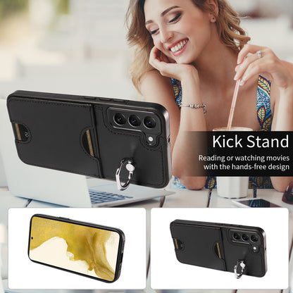 Samsung Galaxy S22+ 5G Calf Texture Phone Case with Card Slot & Ring Holder - Durable & Stylish Protection