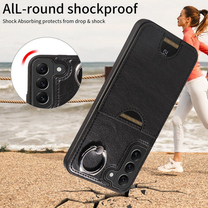 Samsung Galaxy S22+ 5G Calf Texture Phone Case with Card Slot & Ring Holder - Durable & Stylish Protection