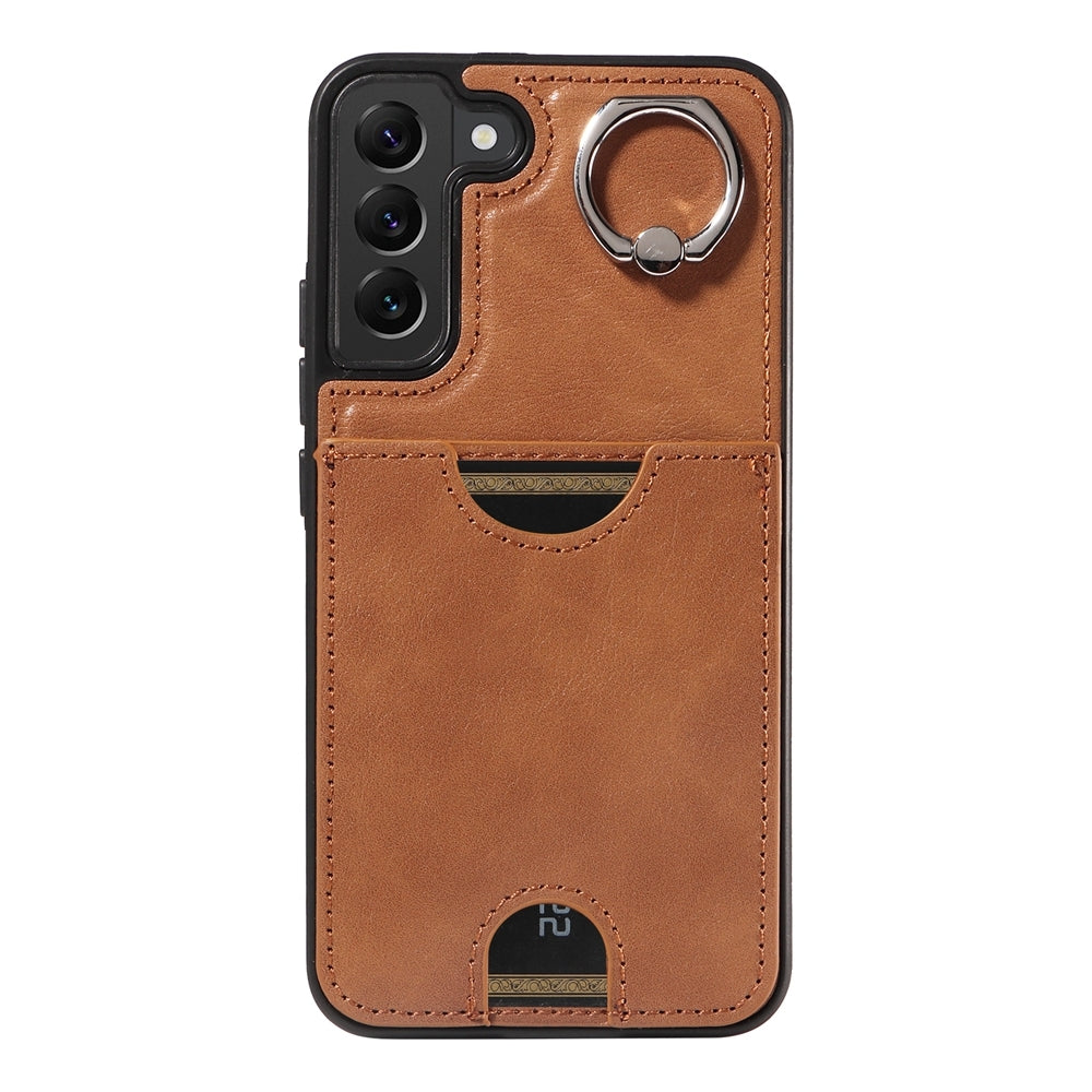 Samsung Galaxy S22+ 5G Calf Texture Phone Case with Card Slot & Ring Holder - Durable & Stylish Protection