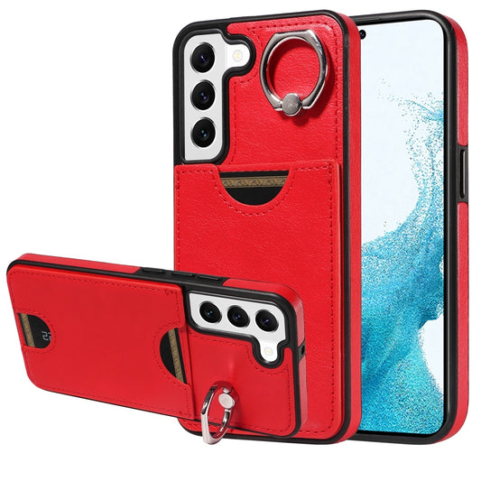 Samsung Galaxy S22 5G Calf Texture Phone Case with Card Slot & Ring Holder - Durable & Stylish Protection