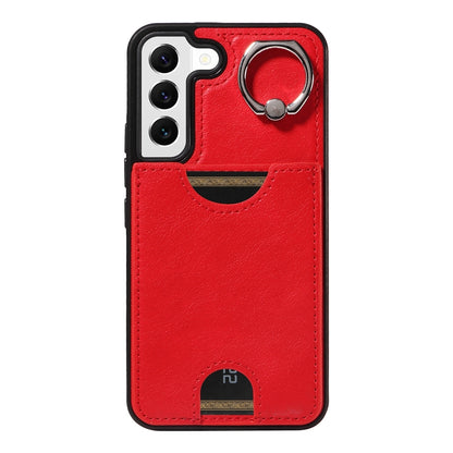 Samsung Galaxy S22 5G Calf Texture Phone Case with Card Slot & Ring Holder - Durable & Stylish Protection