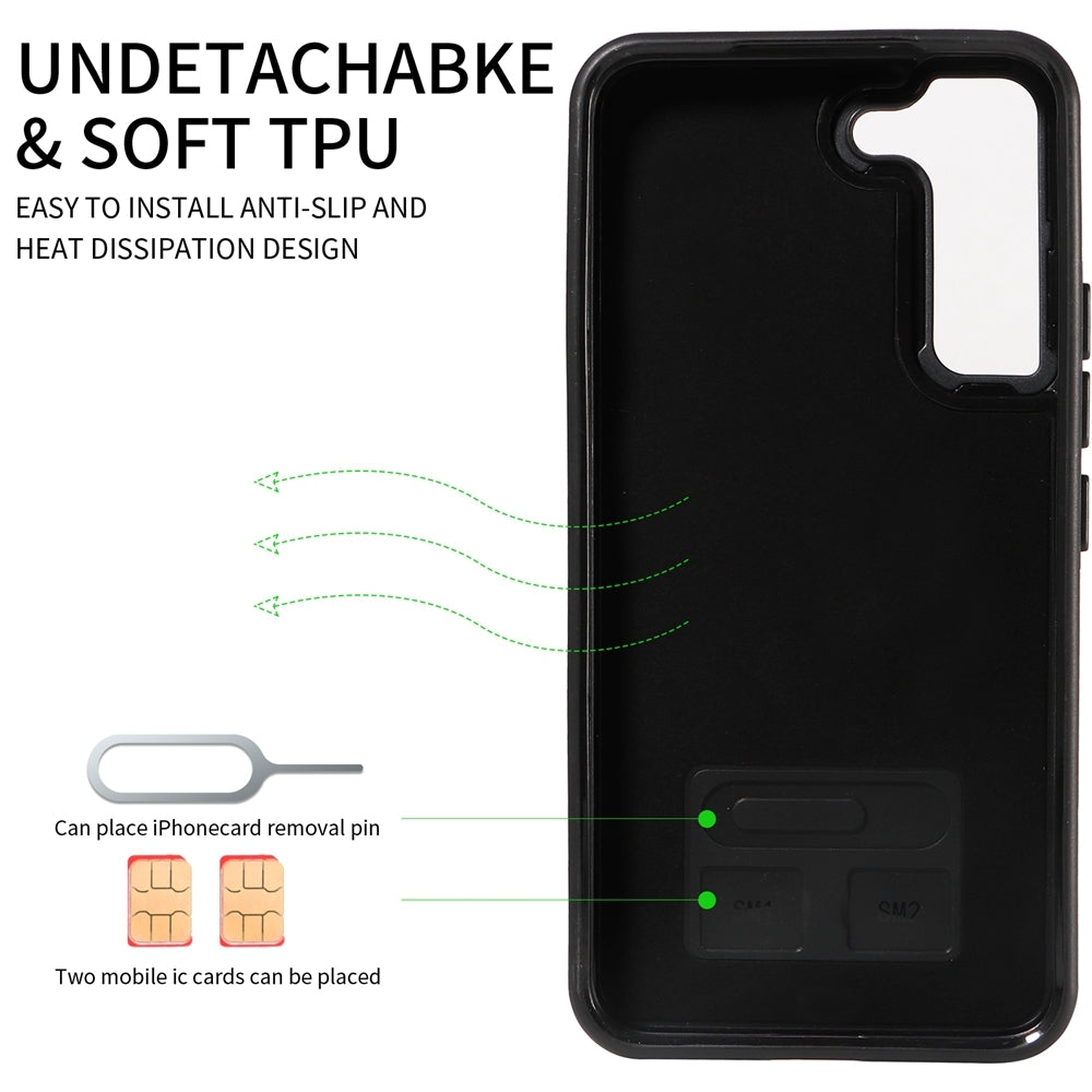 Samsung Galaxy S22 5G Calf Texture Phone Case with Card Slot & Ring Holder - Durable & Stylish Protection