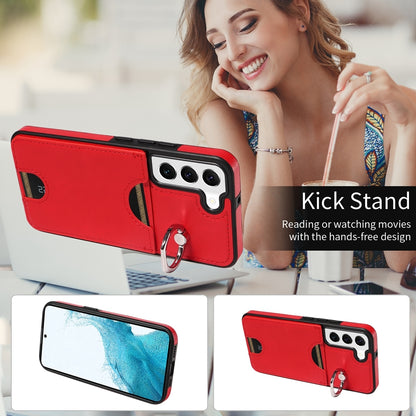 Samsung Galaxy S22 5G Calf Texture Phone Case with Card Slot & Ring Holder - Durable & Stylish Protection