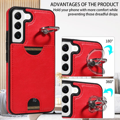 Samsung Galaxy S22 5G Calf Texture Phone Case with Card Slot & Ring Holder - Durable & Stylish Protection