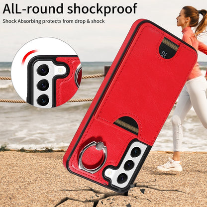 Samsung Galaxy S22 5G Calf Texture Phone Case with Card Slot & Ring Holder - Durable & Stylish Protection