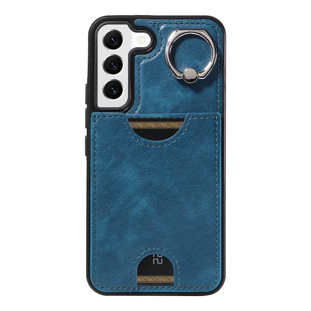 Samsung Galaxy S22 5G Calf Texture Phone Case with Card Slot & Ring Holder - Durable & Stylish Protection