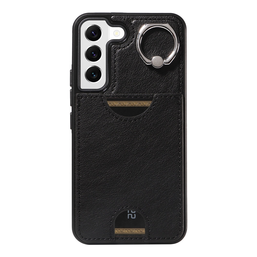 Samsung Galaxy S22 5G Calf Texture Phone Case with Card Slot & Ring Holder - Durable & Stylish Protection