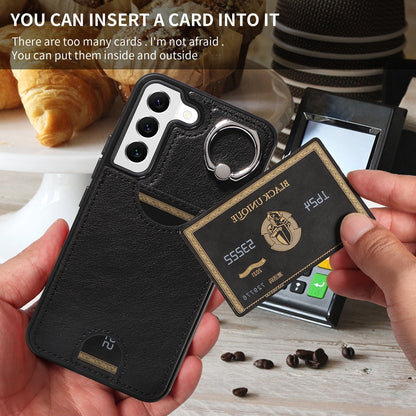 Samsung Galaxy S22 5G Calf Texture Phone Case with Card Slot & Ring Holder - Durable & Stylish Protection