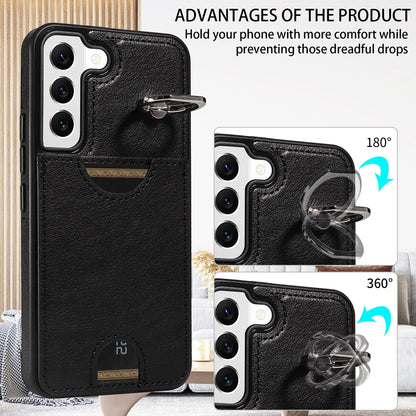 Samsung Galaxy S22 5G Calf Texture Phone Case with Card Slot & Ring Holder - Durable & Stylish Protection