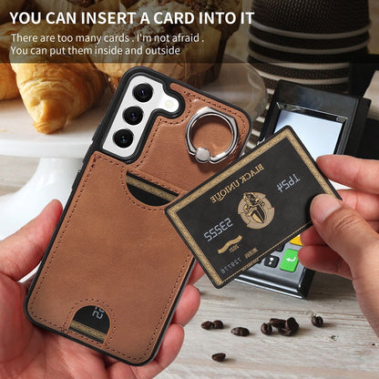 Samsung Galaxy S22 5G Calf Texture Phone Case with Card Slot & Ring Holder - Durable & Stylish Protection