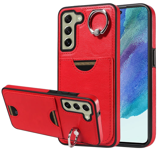 Samsung Galaxy S21 FE 5G Calf Texture Phone Case with Card Slot & Ring Holder - Durable & Stylish Protection