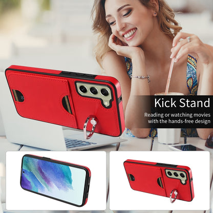 Samsung Galaxy S21 FE 5G Calf Texture Phone Case with Card Slot & Ring Holder - Durable & Stylish Protection