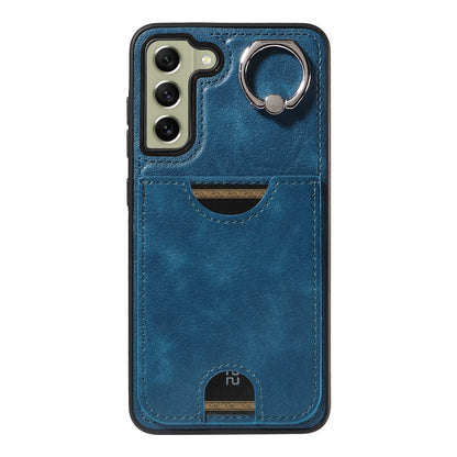 Samsung Galaxy S21 FE 5G Calf Texture Phone Case with Card Slot & Ring Holder - Durable & Stylish Protection