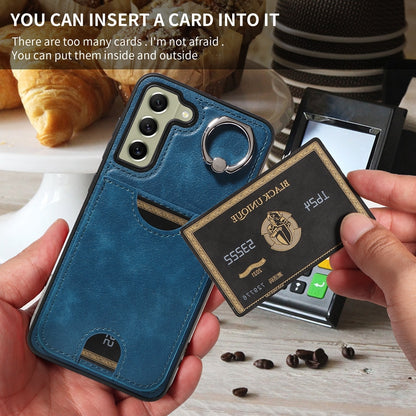 Samsung Galaxy S21 FE 5G Calf Texture Phone Case with Card Slot & Ring Holder - Durable & Stylish Protection
