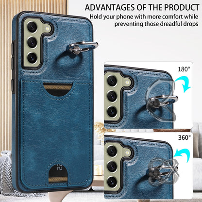 Samsung Galaxy S21 FE 5G Calf Texture Phone Case with Card Slot & Ring Holder - Durable & Stylish Protection