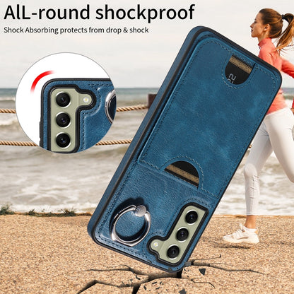 Samsung Galaxy S21 FE 5G Calf Texture Phone Case with Card Slot & Ring Holder - Durable & Stylish Protection