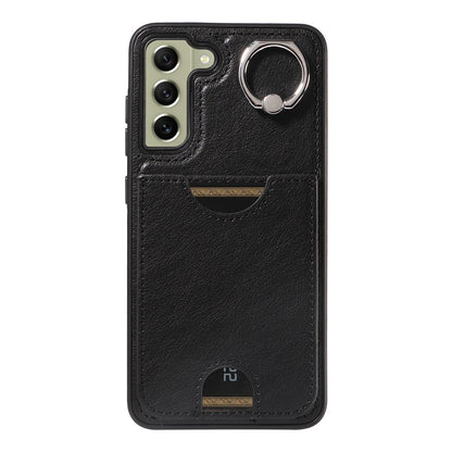 Samsung Galaxy S21 FE 5G Calf Texture Phone Case with Card Slot & Ring Holder - Durable & Stylish Protection