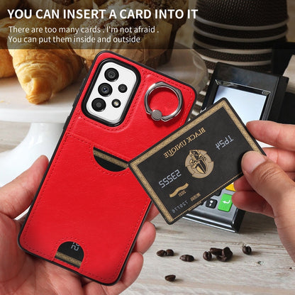 Samsung Galaxy A73 5G Calf Texture Phone Case with Card Slot & Ring Holder - Durable & Stylish Protection