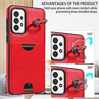 Samsung Galaxy A73 5G Calf Texture Phone Case with Card Slot & Ring Holder - Durable & Stylish Protection