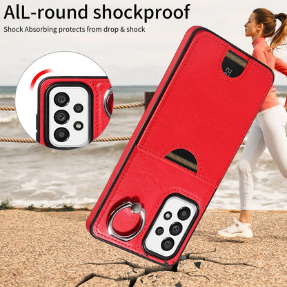 Samsung Galaxy A73 5G Calf Texture Phone Case with Card Slot & Ring Holder - Durable & Stylish Protection