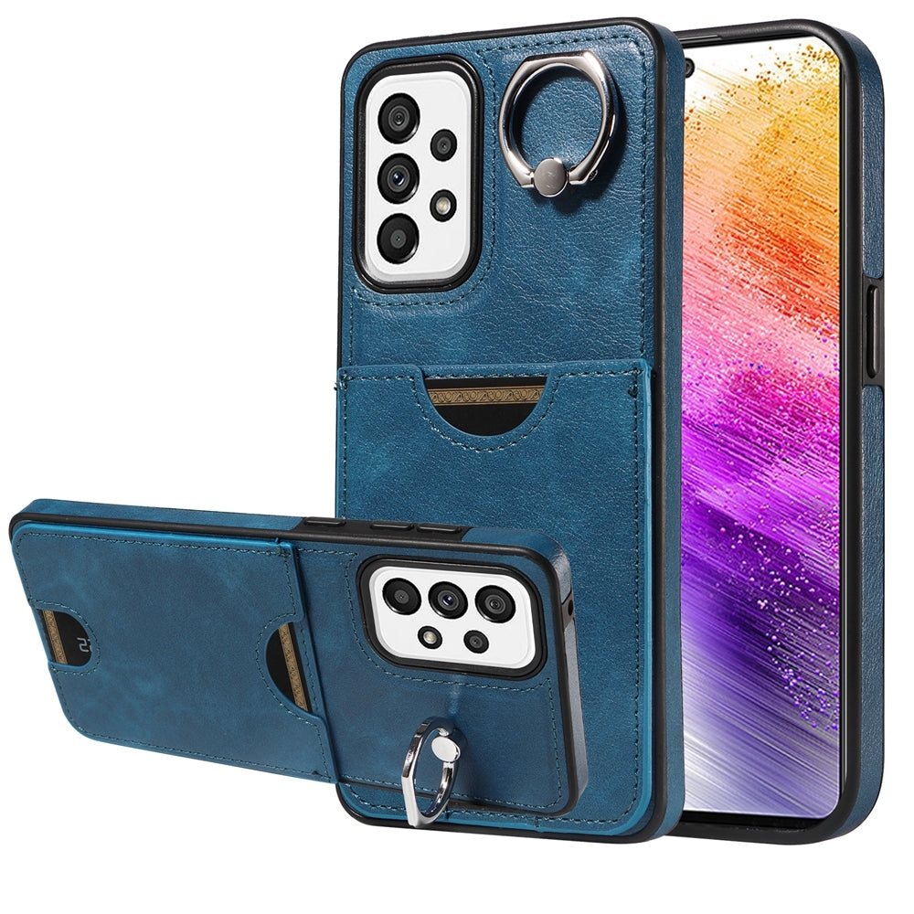 Samsung Galaxy A73 5G Calf Texture Phone Case with Card Slot & Ring Holder - Durable & Stylish Protection