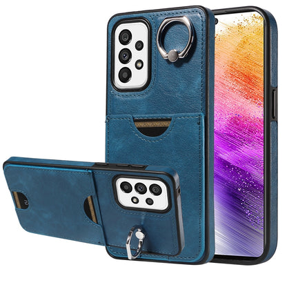 Samsung Galaxy A73 5G Calf Texture Phone Case with Card Slot & Ring Holder - Durable & Stylish Protection