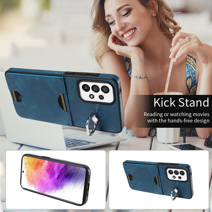 Samsung Galaxy A73 5G Calf Texture Phone Case with Card Slot & Ring Holder - Durable & Stylish Protection