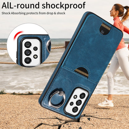 Samsung Galaxy A73 5G Calf Texture Phone Case with Card Slot & Ring Holder - Durable & Stylish Protection