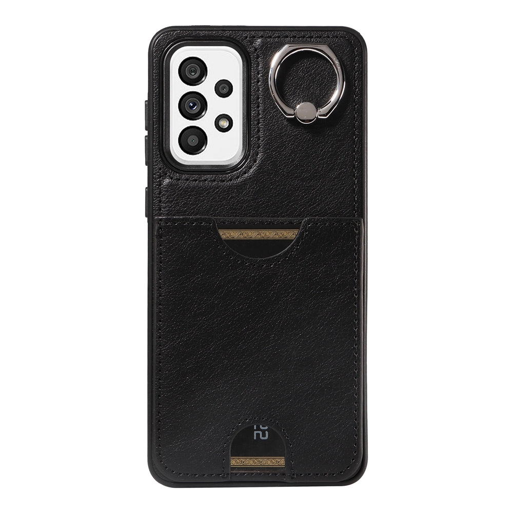 Samsung Galaxy A73 5G Calf Texture Phone Case with Card Slot & Ring Holder - Durable & Stylish Protection