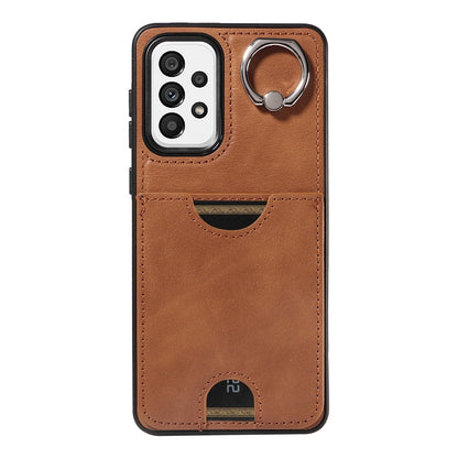 Samsung Galaxy A73 5G Calf Texture Phone Case with Card Slot & Ring Holder - Durable & Stylish Protection