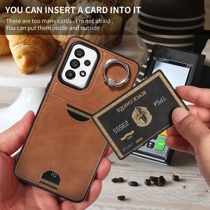 Samsung Galaxy A73 5G Calf Texture Phone Case with Card Slot & Ring Holder - Durable & Stylish Protection