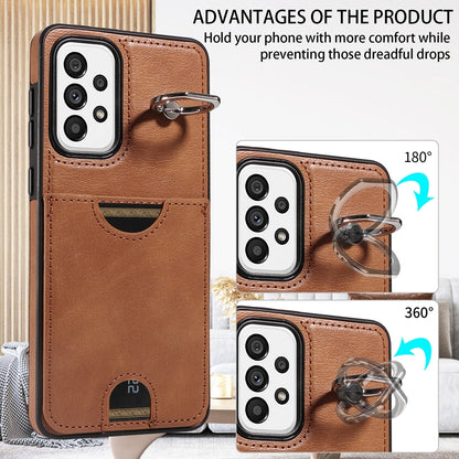 Samsung Galaxy A73 5G Calf Texture Phone Case with Card Slot & Ring Holder - Durable & Stylish Protection