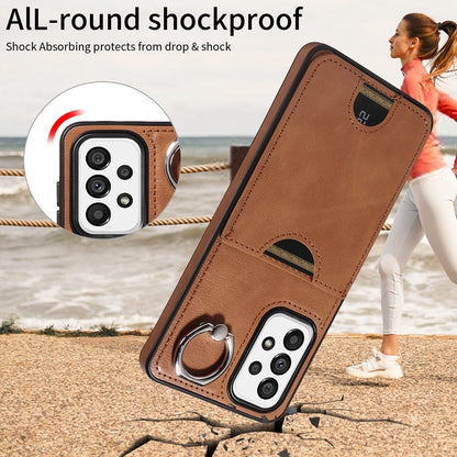 Samsung Galaxy A73 5G Calf Texture Phone Case with Card Slot & Ring Holder - Durable & Stylish Protection