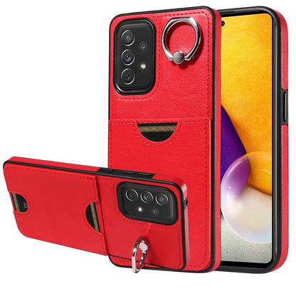 Samsung Galaxy A72 Calf Texture Phone Case with Card Slot & Ring Holder - Durable & Stylish Protection