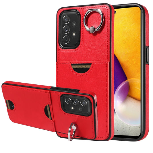 Samsung Galaxy A72 Calf Texture Phone Case with Card Slot & Ring Holder - Durable & Stylish Protection