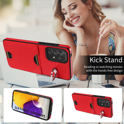 Samsung Galaxy A72 Calf Texture Phone Case with Card Slot & Ring Holder - Durable & Stylish Protection