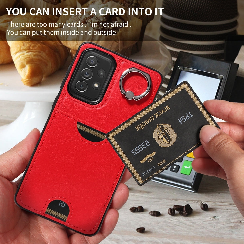 Samsung Galaxy A72 Calf Texture Phone Case with Card Slot & Ring Holder - Durable & Stylish Protection