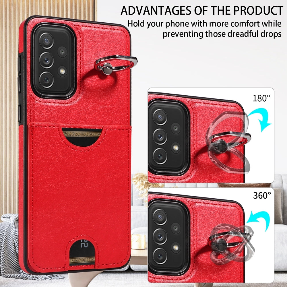 Samsung Galaxy A72 Calf Texture Phone Case with Card Slot & Ring Holder - Durable & Stylish Protection