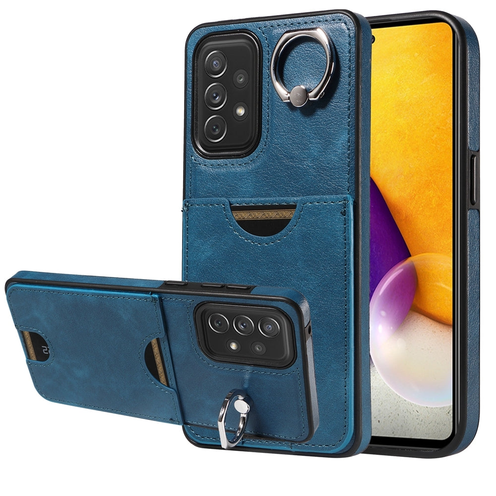 Samsung Galaxy A72 Calf Texture Phone Case with Card Slot & Ring Holder - Durable & Stylish Protection