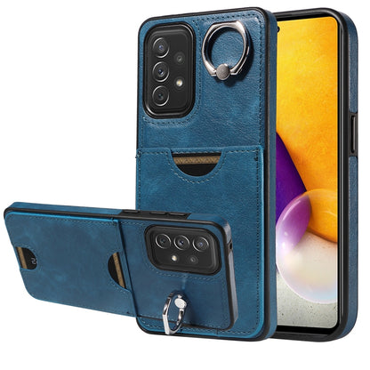 Samsung Galaxy A72 Calf Texture Phone Case with Card Slot & Ring Holder - Durable & Stylish Protection