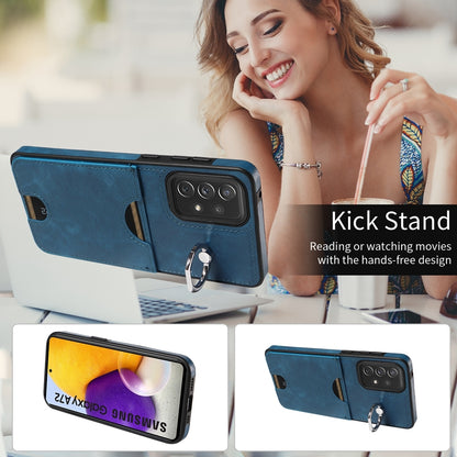 Samsung Galaxy A72 Calf Texture Phone Case with Card Slot & Ring Holder - Durable & Stylish Protection