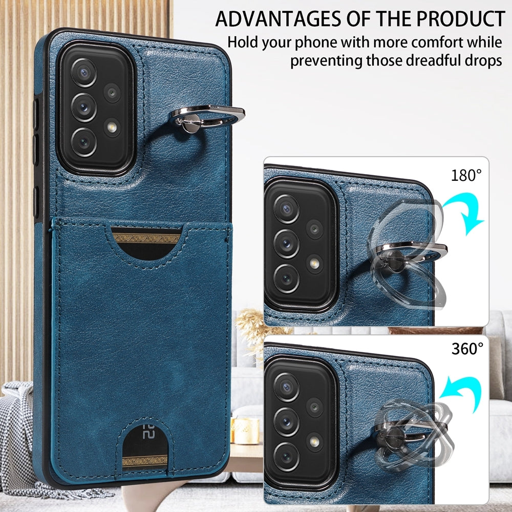 Samsung Galaxy A72 Calf Texture Phone Case with Card Slot & Ring Holder - Durable & Stylish Protection