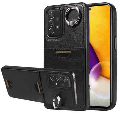 Samsung Galaxy A72 Calf Texture Phone Case with Card Slot & Ring Holder - Durable & Stylish Protection