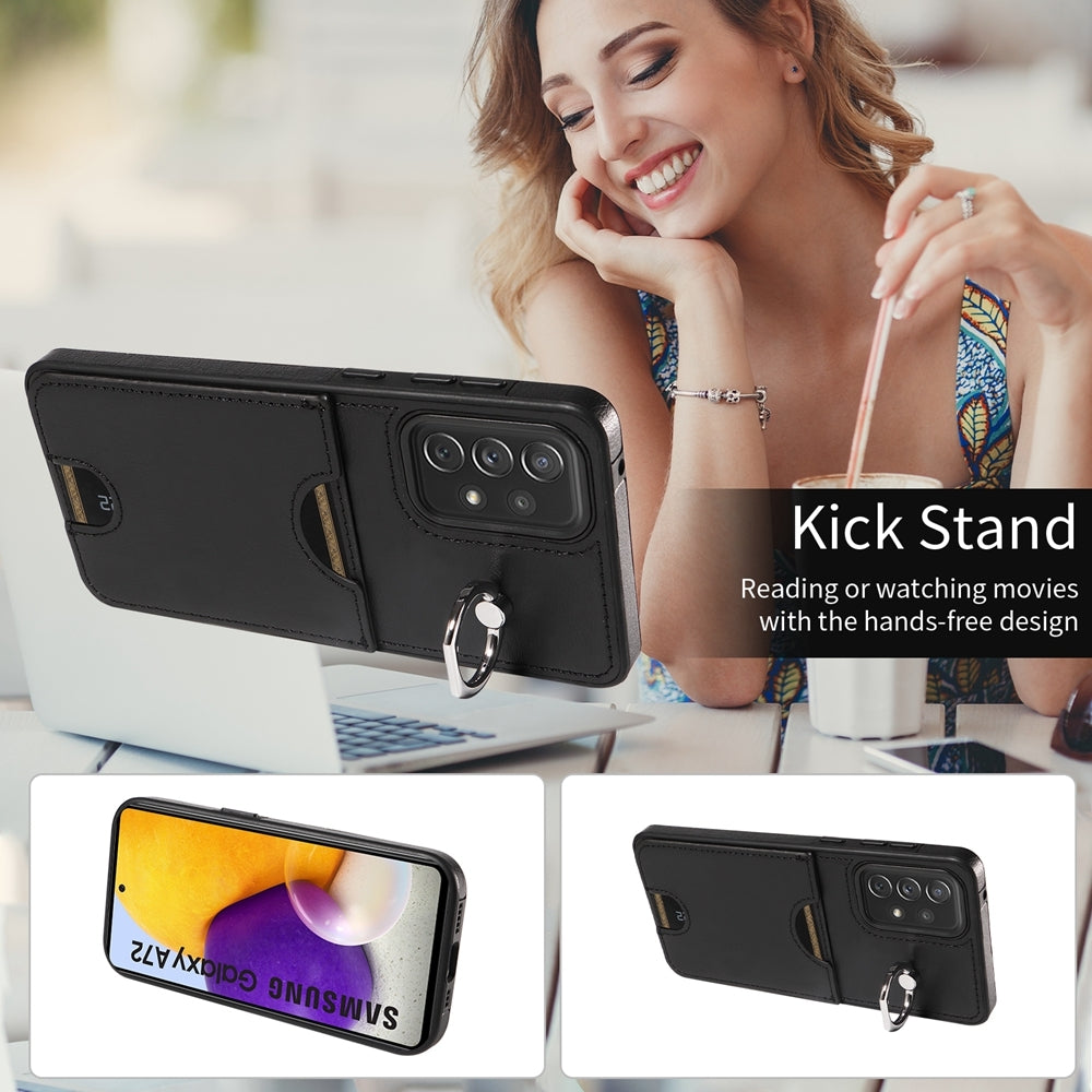 Samsung Galaxy A72 Calf Texture Phone Case with Card Slot & Ring Holder - Durable & Stylish Protection