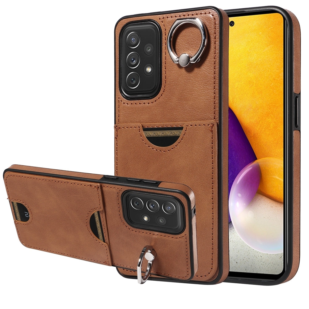 Samsung Galaxy A72 Calf Texture Phone Case with Card Slot & Ring Holder - Durable & Stylish Protection
