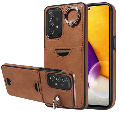 Samsung Galaxy A72 Calf Texture Phone Case with Card Slot & Ring Holder - Durable & Stylish Protection
