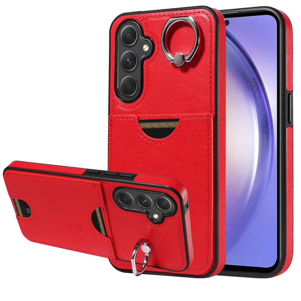 Samsung Galaxy A54 5G Calf Texture Phone Case with Card Slot & Ring Holder - Durable & Stylish Protection