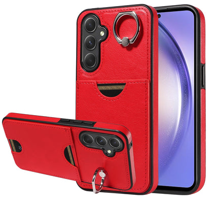 Samsung Galaxy A54 5G Calf Texture Phone Case with Card Slot & Ring Holder - Durable & Stylish Protection