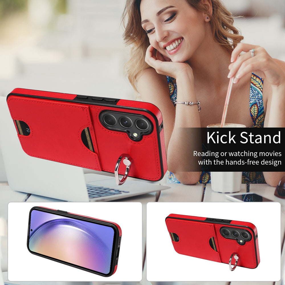 Samsung Galaxy A54 5G Calf Texture Phone Case with Card Slot & Ring Holder - Durable & Stylish Protection