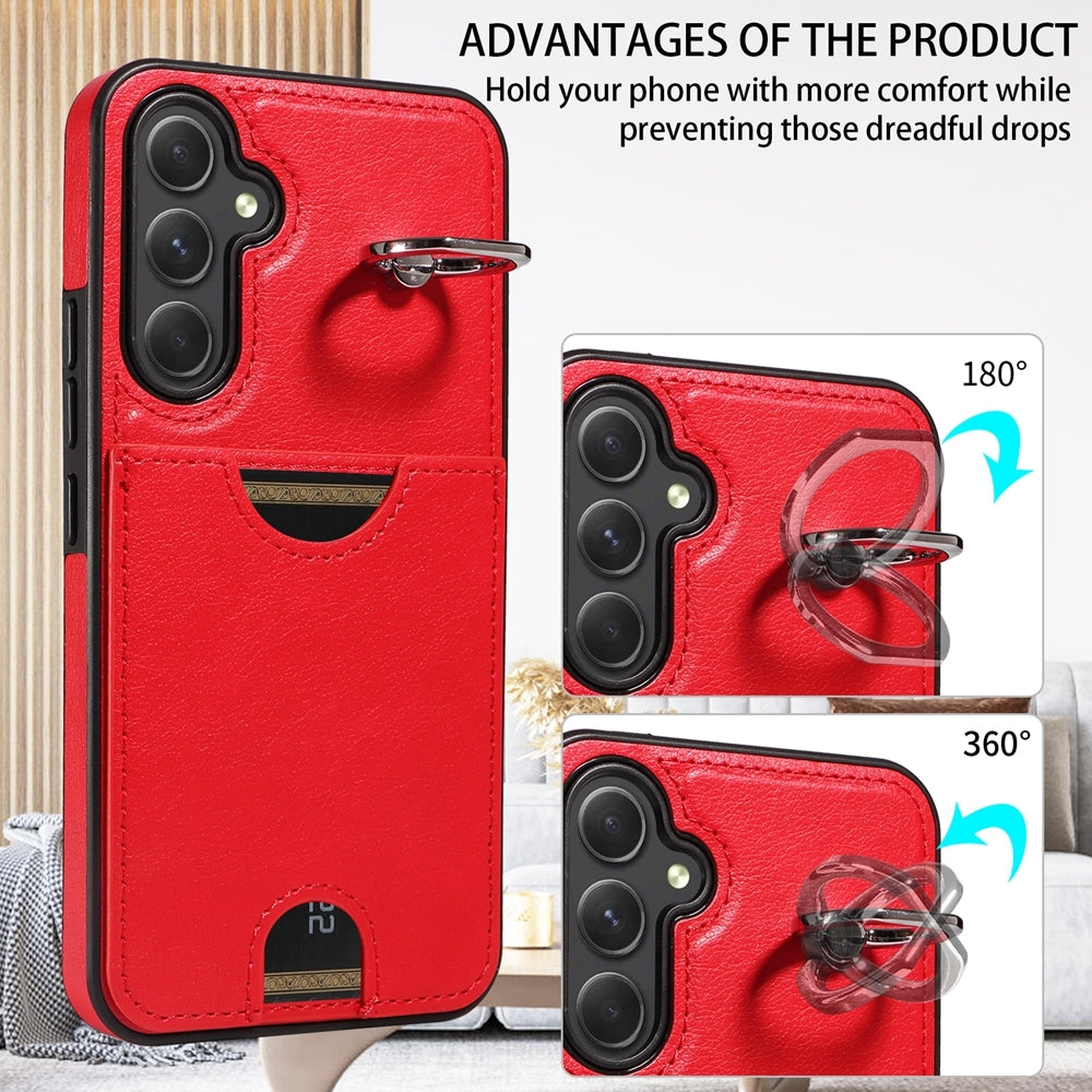 Samsung Galaxy A54 5G Calf Texture Phone Case with Card Slot & Ring Holder - Durable & Stylish Protection